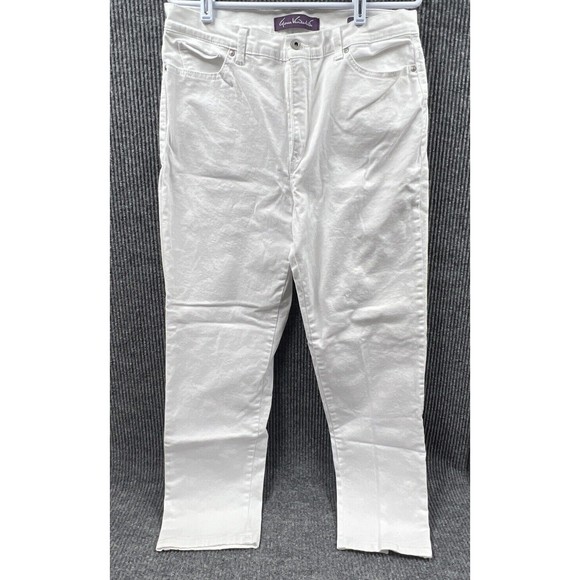 Gloria Vanderbilt Amanda Jeans Womens 14 Average White Pants 5 Pocket Belt Loops - Picture 1 of 16